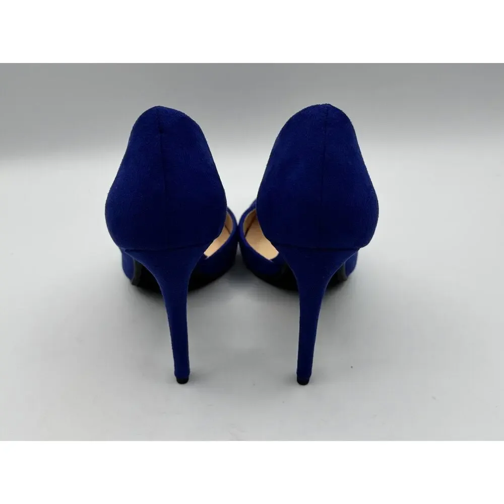 My Delicious Shoes Women’s Stephanie Blue Faux Suede Classic Pump Heel Size 7.5